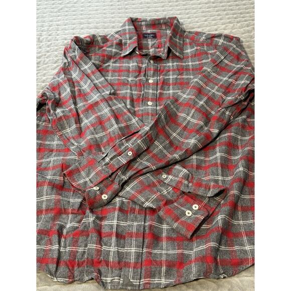 Untuckit Shirt Mens XXL Tall Button Up Gray Red Flannel Plaid Casual Adult - Picture 2 of 4